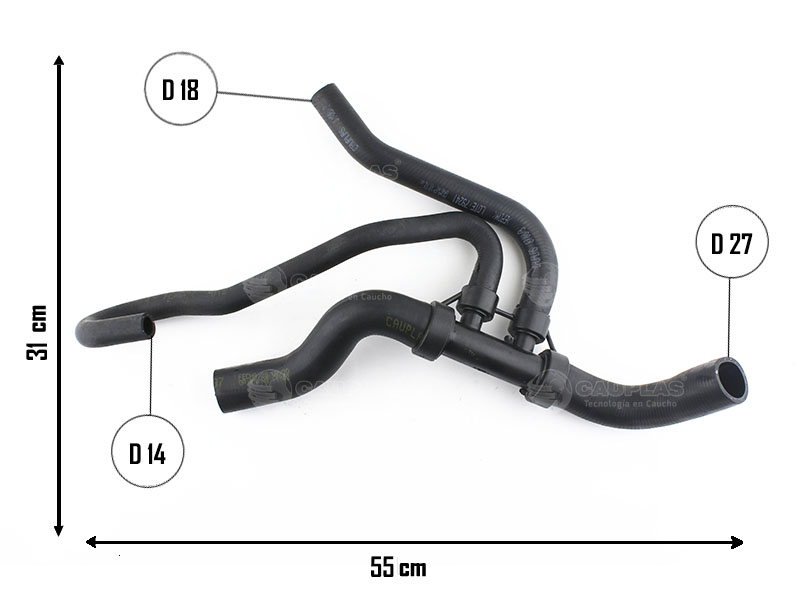 CAUPLAS MANGUERA RADIADOR INFERIOR FIAT FIORINO III UNO III  MOBI OEM:51890878  51836109
