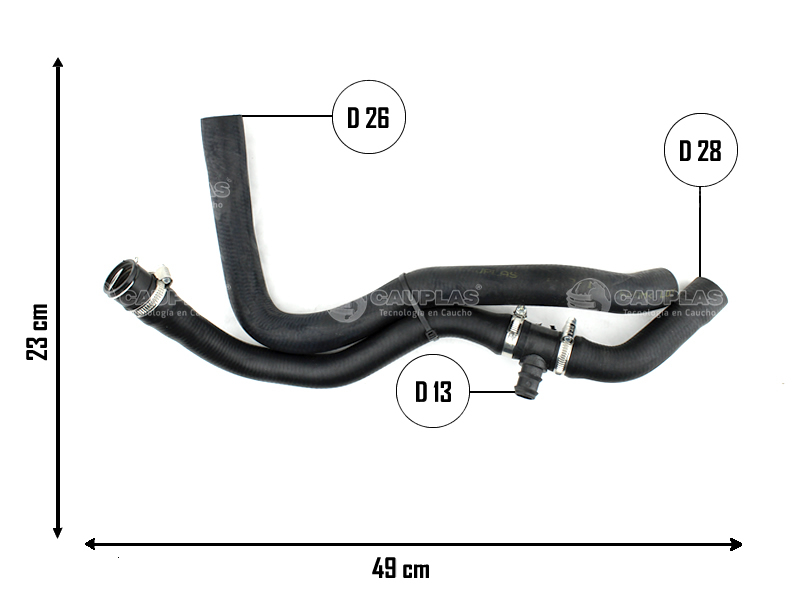 CAUPLAS MANGUERA CONEXIÓN A TERMOSTATO FORD FIESTA II ECOSPORT I OEM:2S6Q8K512AA =YACO 3703