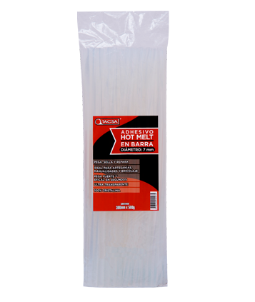 TACSA ADHESIVO HOTMELT EN BARRA TRANSPARENTE FINA 7MM (X BOLSA)
