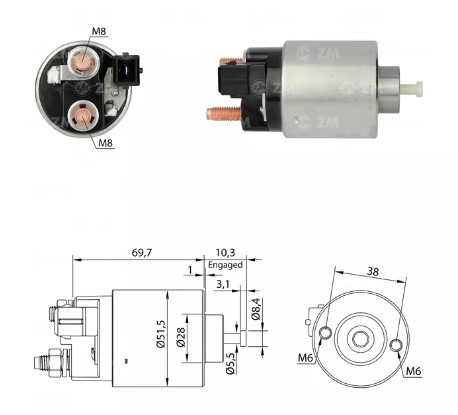 ZM SOLENOIDE CITROEN BERLINGO 1.6L / C3 1.4, 1.6 / C4 1.6 / C5 1.6, 2.2 PEUGEOT  207 1.4, 1.6 208 / 308 1.2, 1.4, 1.6 2008 /3008 / 5008 /508 / PARTNER / RCZ 1.6 MINI COOPER