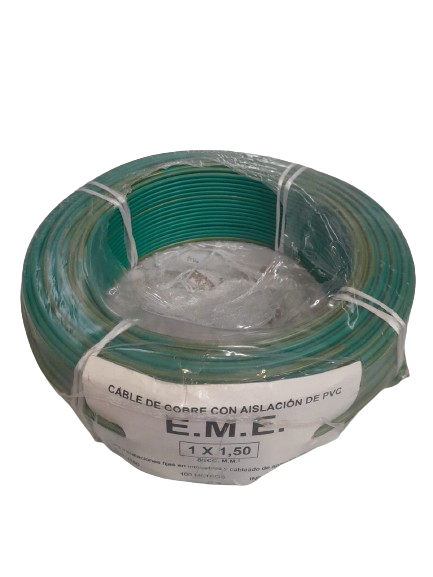 EME CABLE INSTALACION 1X1.5 VERDE C/AMARILLO X 100M