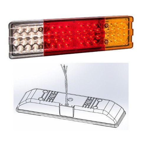 BAIML FARO TRASERO ELECT DER SALIDA SIMPLE DE CABLES - S/VEN BIVOLTAJE 12/24V 56 LEDS