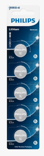PHILIPS PILA BOTON DE LITIO CR2025 3.0V (20.0 x 2.5) BLISTER X5