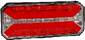 BAIML FARO BIVOLTAJE 12/24V ELECTRON. CUERPO DE PLASTICO ABS LENTE ACRILICO (PMMA) 2 SALIDAS AUXILIARES DE POSICION STOP/FRENO (ROJO) POSICION TRASERA (ROJO) GIRO TRASERO SECUENCIAL (AMBAR) RETROCESO (CRISTAL) DERECHO