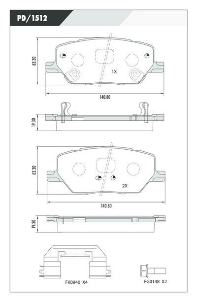 FRASLE CERAMAXX PASTILLA EJE DELANT. 19.30MM FIAT 500 1.4 16V 18> JEEP RENEGADE 1.8 2.0 16> COMMANDER 2.0 TD AT9 4X4