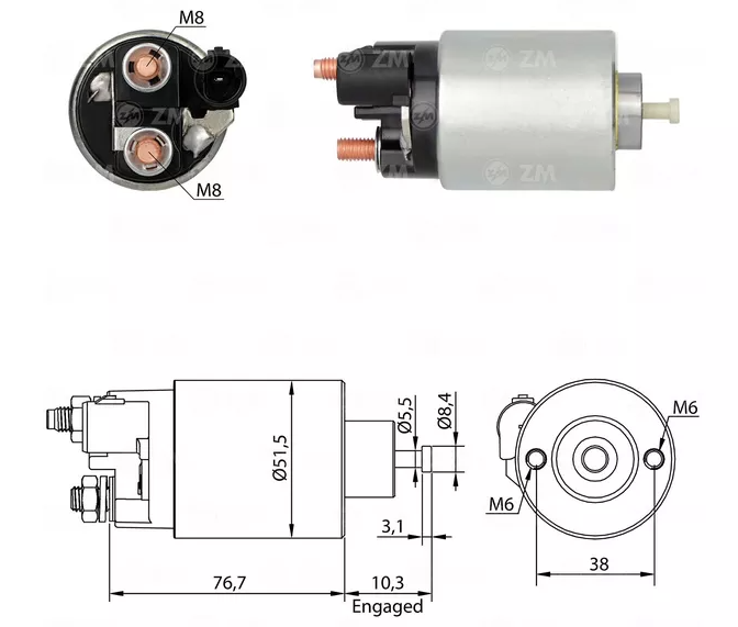 ZM SOLENOIDE 12V CHEVROLET CAMARO CORVETTE CHRYSLER 200 FIAT 500 TORO JEEP CHEROKEE COMPASS RENEGADE
