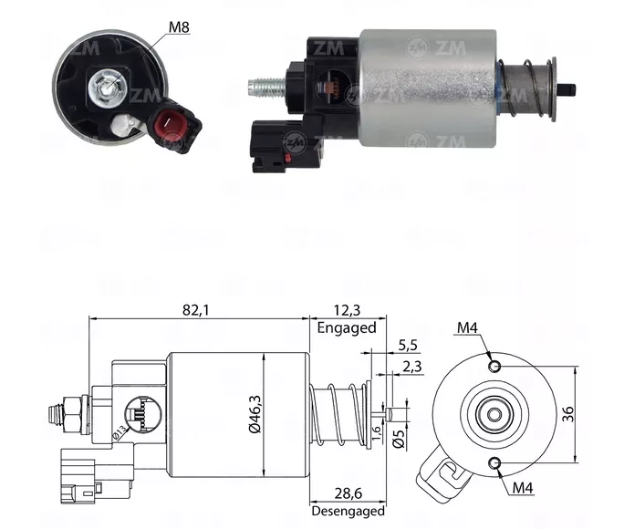ZM SOLENOIDE 12V TOYOTA ETIOS 1.3 / 1.5 YARIS 1.5
