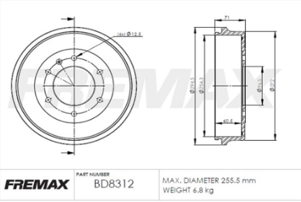 FREMAX CAMPANA FRENO TRASERO CHEVROLET LUV ISUZU