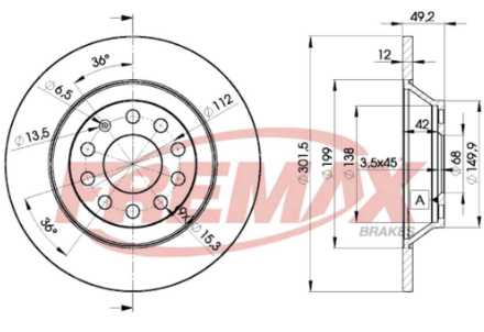 FREMAX DISCO FRENO TRAS. AUDI A6 3.0 TDI - 2.4 05/07