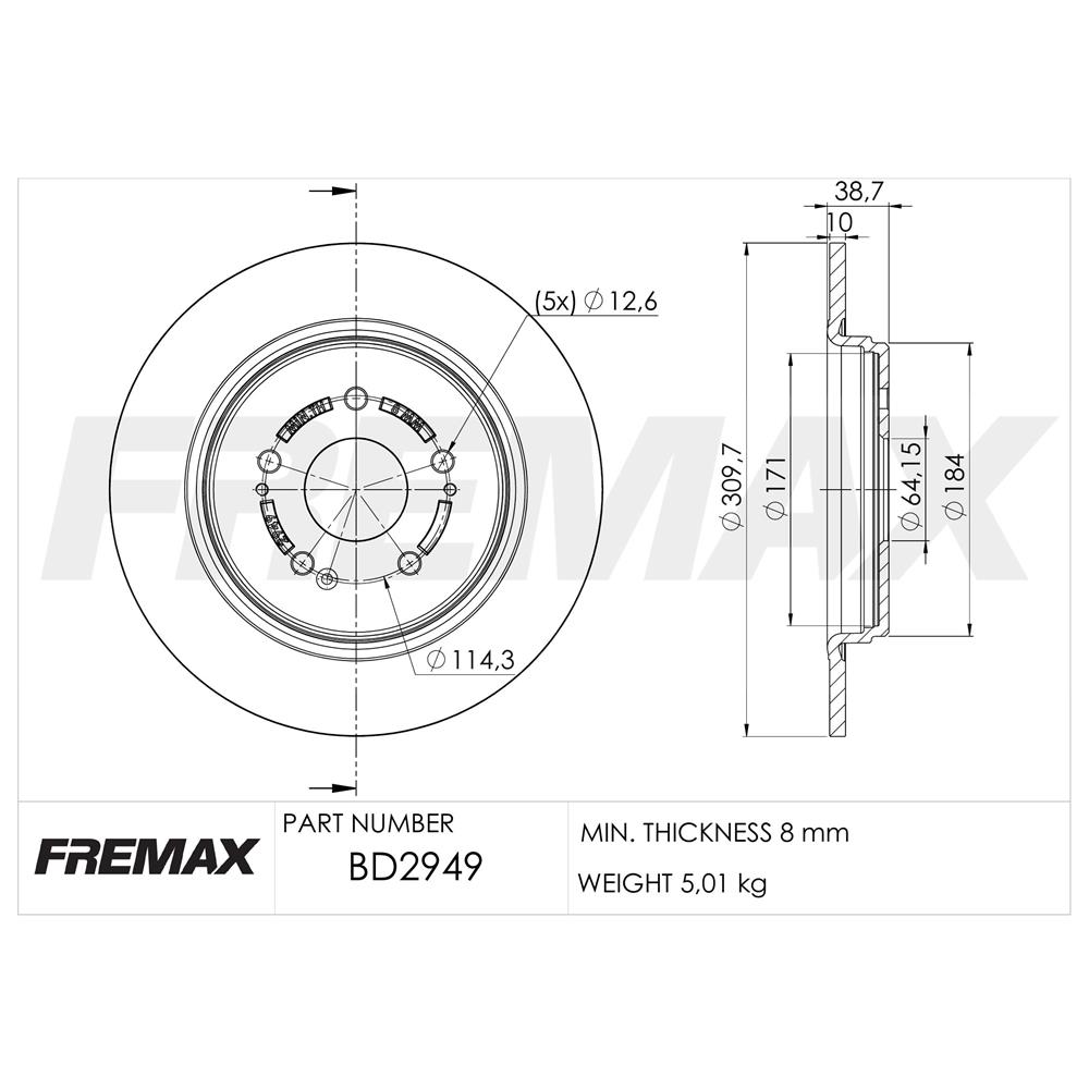 FREMAX DISCO FRENO TRAS SOLIDO HONDA HR-V 1.5T 23> CR-V 1.5T 2.4 20>