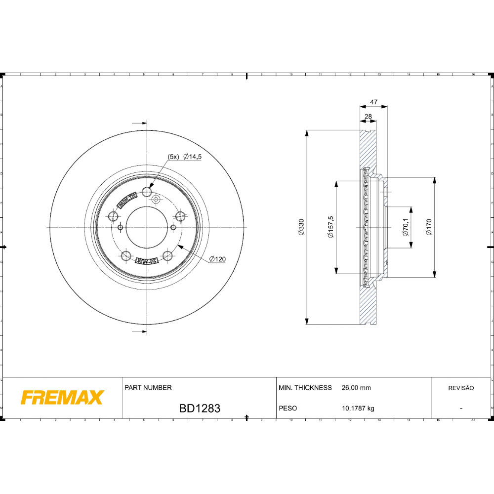 FREMAX DISCO FRENO HONDA CRV 1.5 H 24> EV DV