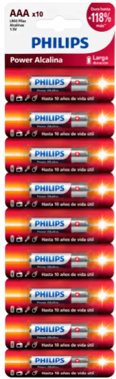 PHILIPS PILA ALCALINA AAA POWER ALKALINE BLISTER x10