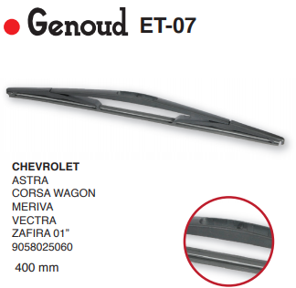 GENOUD ESCOBILLA TRASERA PLASTICA 400MM CHEV ASTRA - CORSA  /MERIVA - VECTRA - ZAFIRA 01 // 9058025060