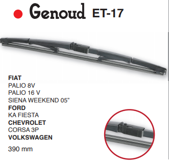 GENOUD ESCOBILLA TRASERA PLASTICA PALIO - SIENA WEEK 05  /FORD KA - FIESTA // CHEV CORSA 3PTAS - 5PTAS - MERIVA  /VW GOL