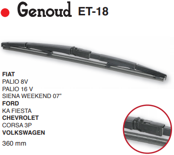 GENOUD ESCOBILLA TRASERA PLASTICA PALIO - SIENA WEEK 07  /FORD KA - FIESTA // CHEV CORSA 3PTAS - 5PTAS - MERIVA  /VW GOL