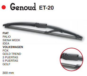 GENOUD ESCOBILLA TRASERA PLASTICA FIAT PALIO SIENA WEEK FOX GOL TREND 3/5 PTAS GOLF CORSA ONIX AVEO