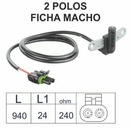 FISPA SENSORES RPM REN 19 C/CABLE FICHA MACHO - REN 21  /REN CLIO I 1.2 MOTOR C3G720  /2 POLOS FICHA MACHO