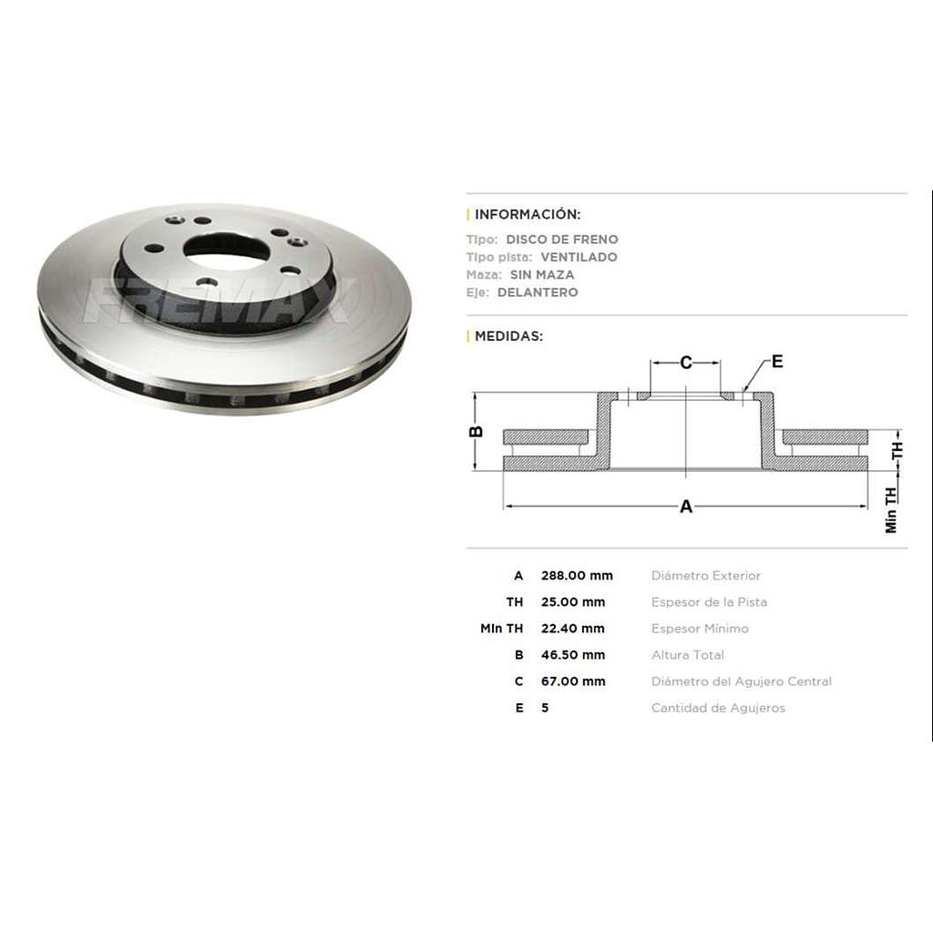 FREMAX DISCO FRENO M-BENZ CLASE E/C DV  