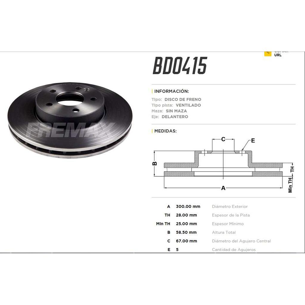 FREMAX DISCO FRENO M-BENZ VIANO / VITOII  