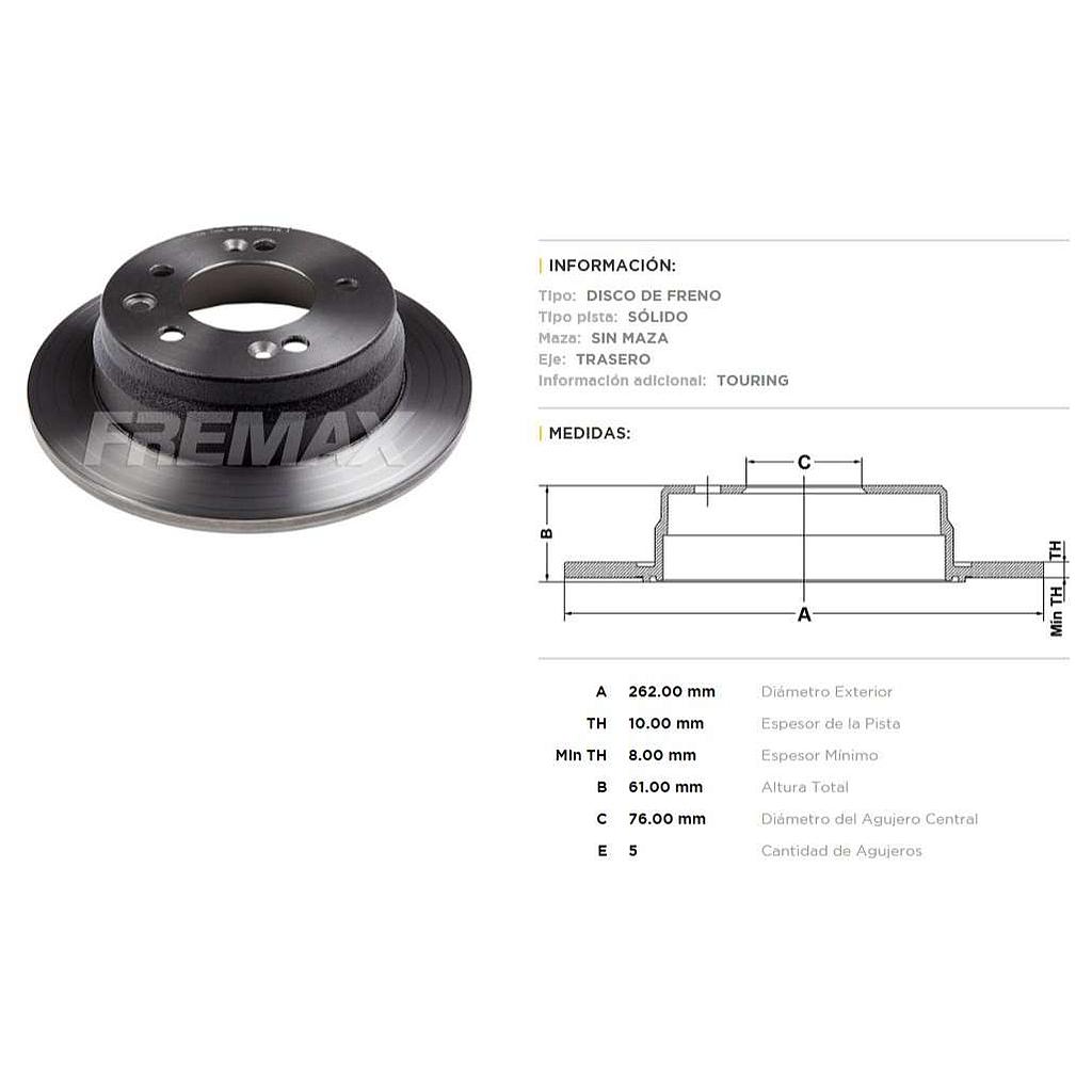 FREMAX DISCO FRENO HYUNDAI I30  