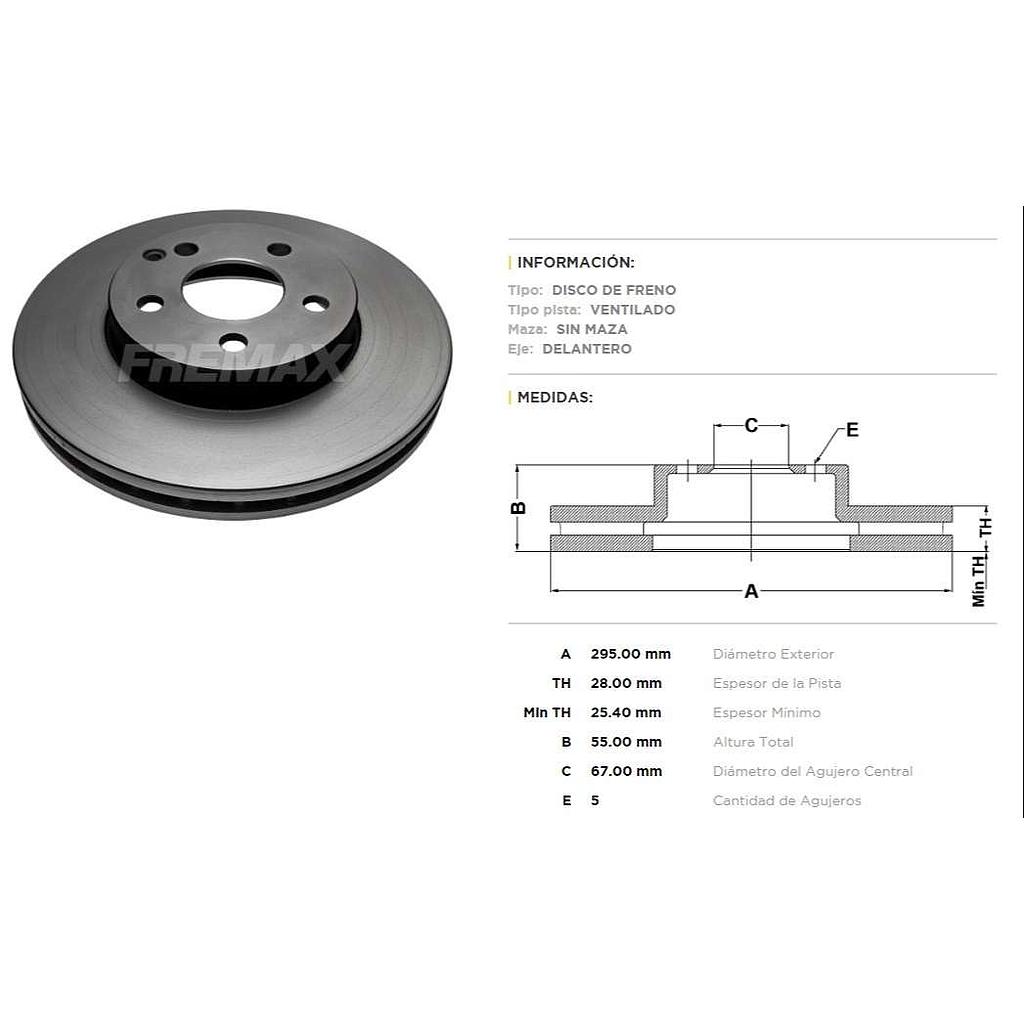 FREMAX DISCO FRENO M-BENZ CLASE E 02> DV  