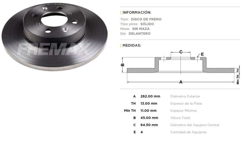 FREMAX DISCO FRENO ROVER 25/45 DS  
