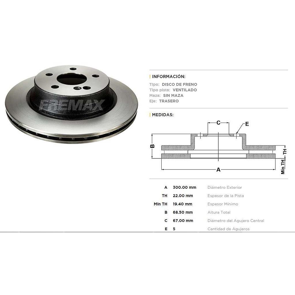 FREMAX DISCO FRENO M-BENZ CLASE E 03>TV  