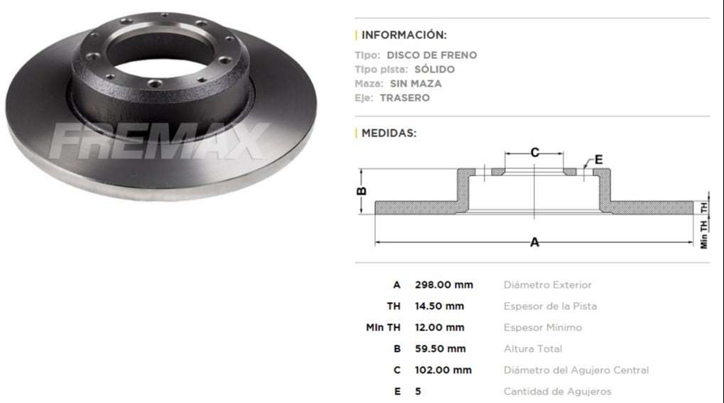FREMAX DISCO FRENO VW 1500 / DODGE 1500 DS  