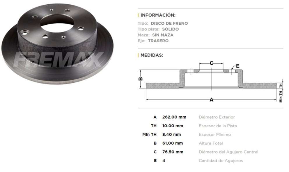 FREMAX DISCO FRENO HYUNDAI SONATA TS  