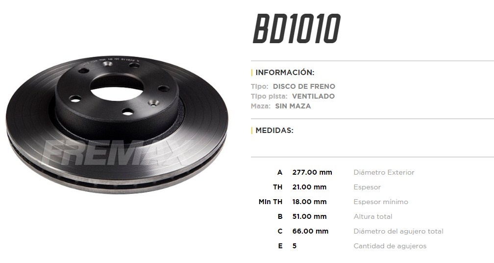 FREMAX DISCO FRENO LAND ROVER FREELAND DV  