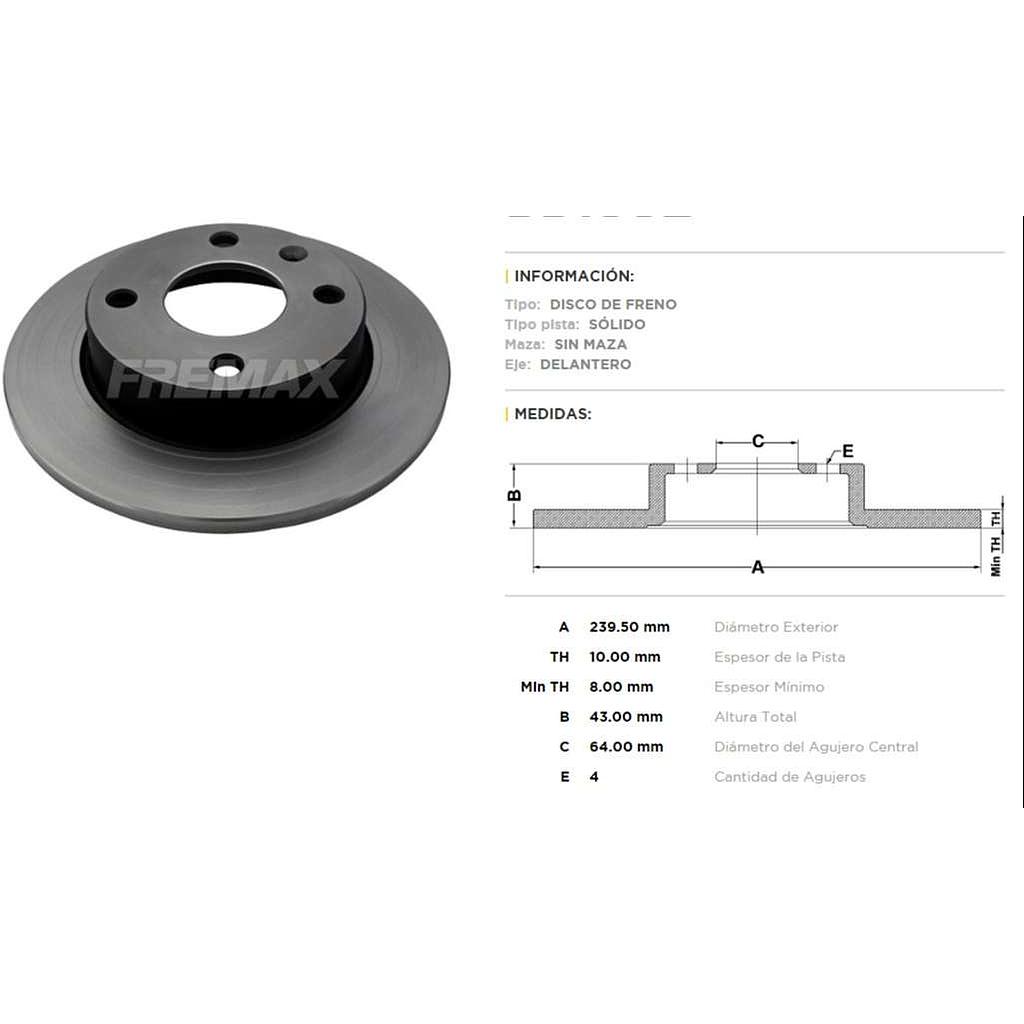 FREMAX DISCO FRENO FIESTA 1989> DS  