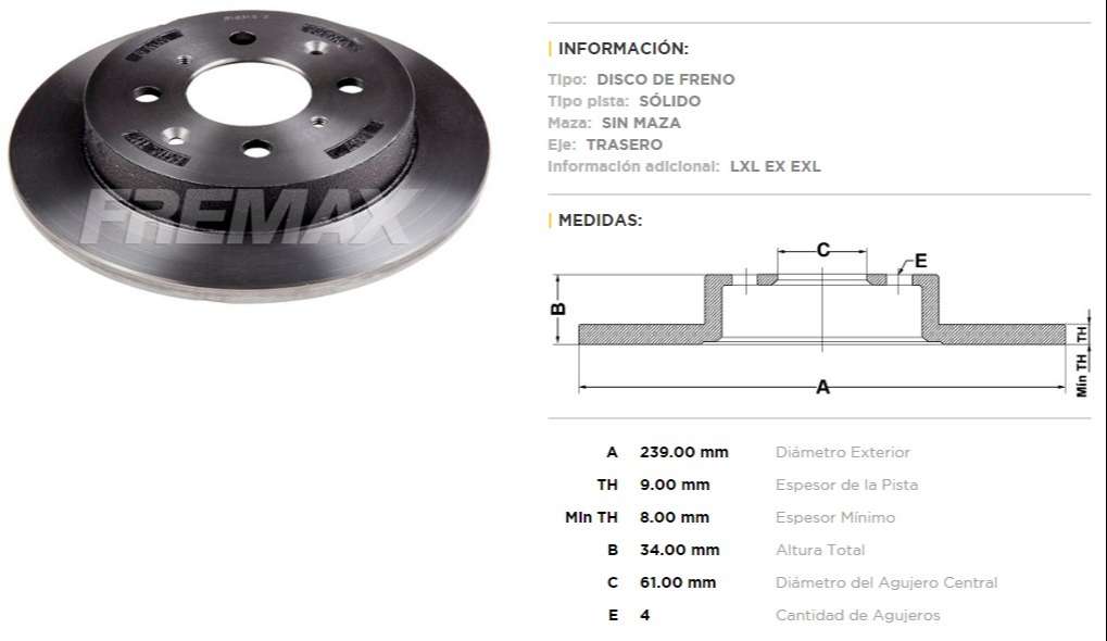 FREMAX DISCO FRENO HONDA CITY / FIT 1.5 16V  