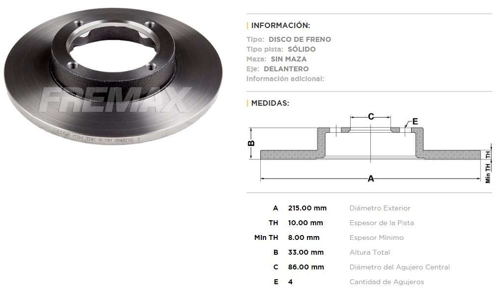FREMAX DISCO FRENO SUZUKI ALTO DS  