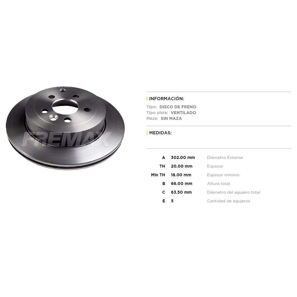 FREMAX DISCO FRENO LAND ROVER FREELANDER II 3.2 2007> TRAS.  /VENTILADO 