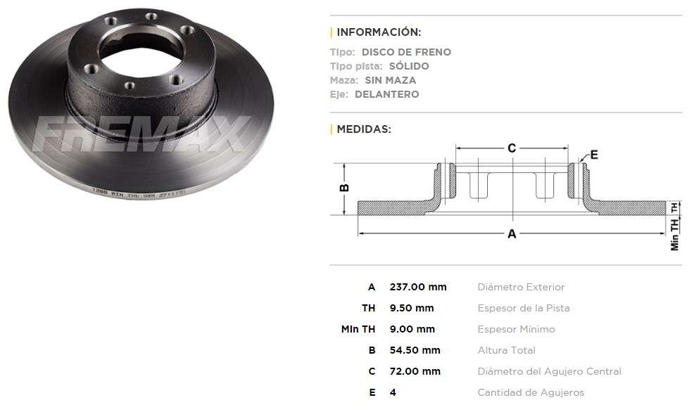 FREMAX DISCO FRENO F 125/ F 1500 / F 1600 DS  