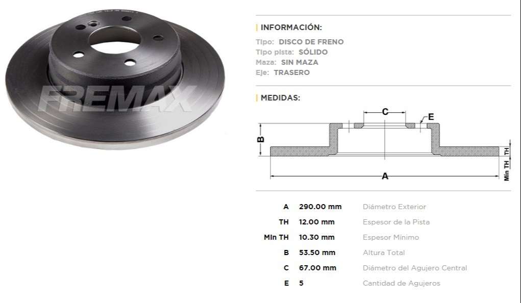 FREMAX DISCO FRENO M-BENZ CLASE E 95> TS  