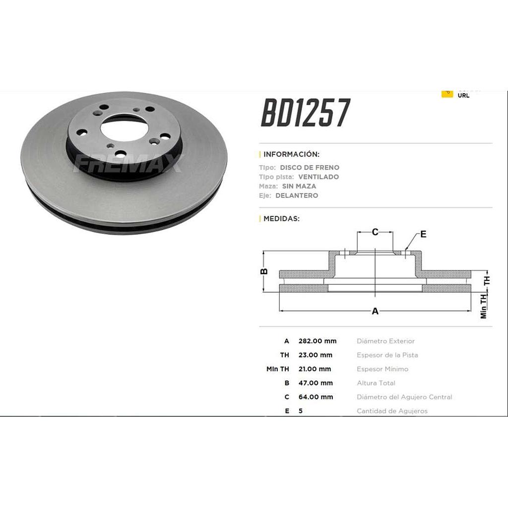 FREMAX DISCO FRENO HONDA ACORD 01/04 DV  