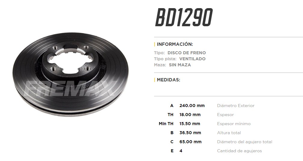 FREMAX DISCO FRENO SUBARU JUSTY GL2WD/4WD  