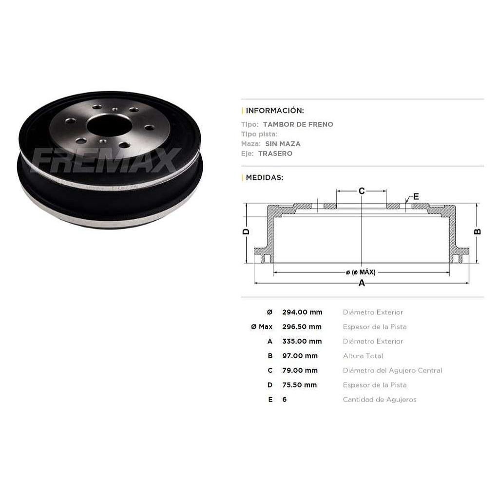 FREMAX CAMPANA FRENO CHEVROLET SILVERADO 2005>T