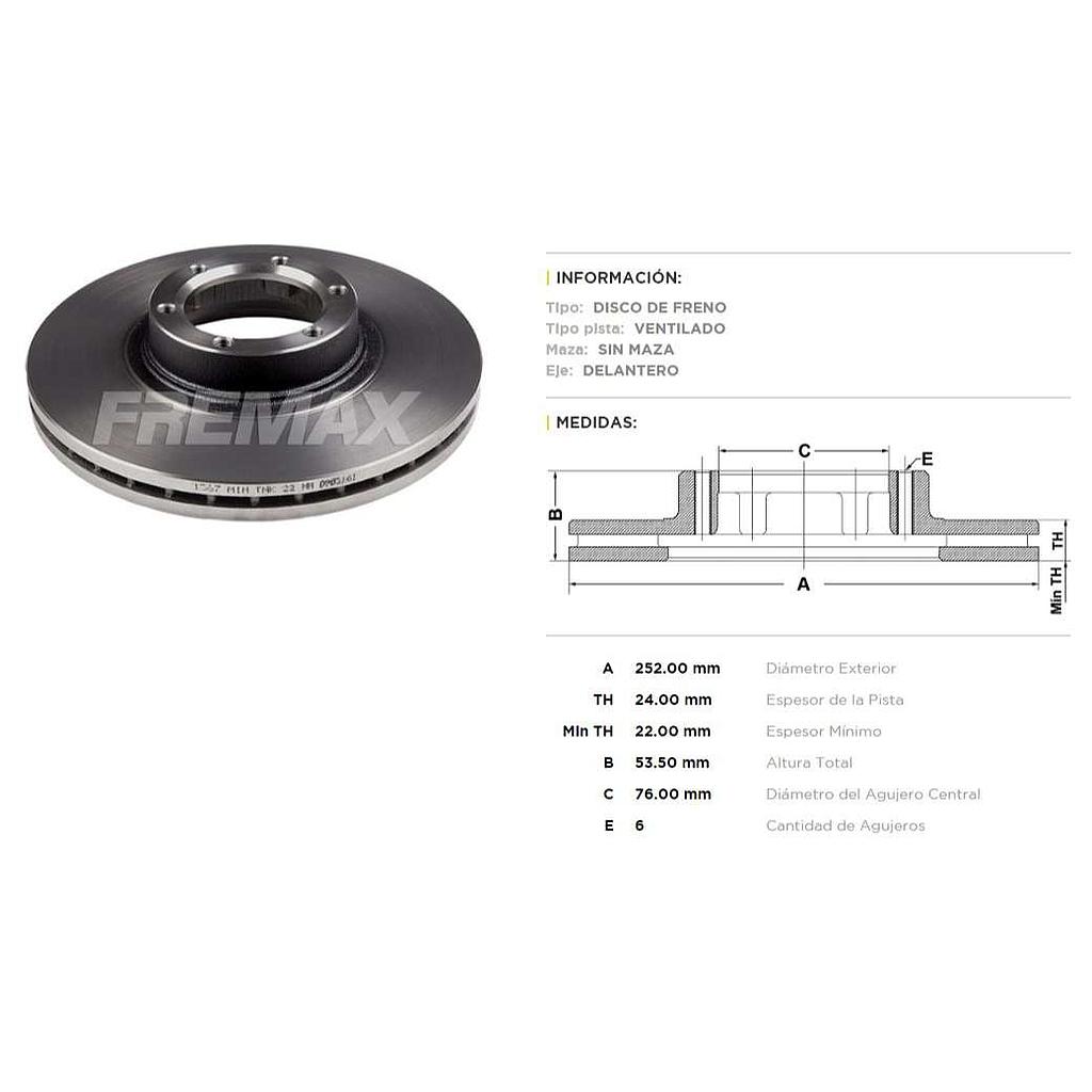 FREMAX DISCO FRENO TRAFIC D V  