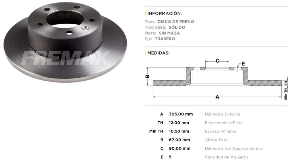 FREMAX DISCO FRENO MASTER 2000> TS  