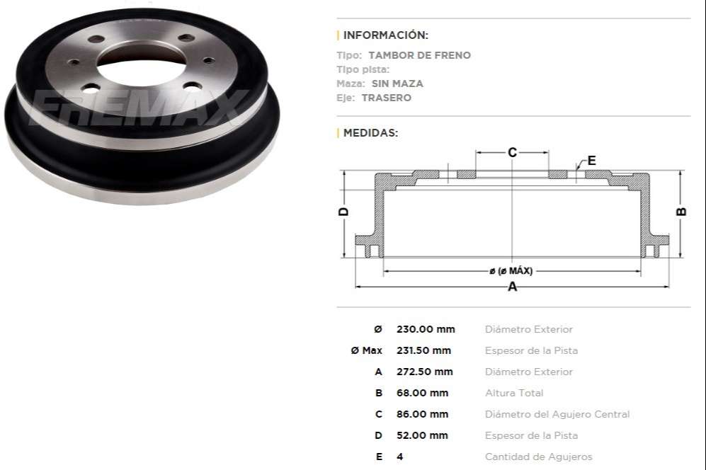 FREMAX CAMPANA FRENO ESCARABAJO 70> T  