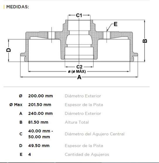 FREMAX CAMPANA FRENO SEAT CORDOBA IBIZA TOLEDO VW GOLF POLO QUANTUM SANTANA SAVEIRO C/ABS