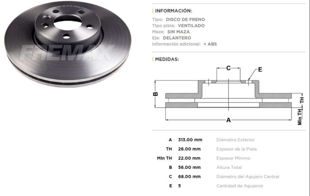 FREMAX DISCO FRENO SHARAN 2001> DV  