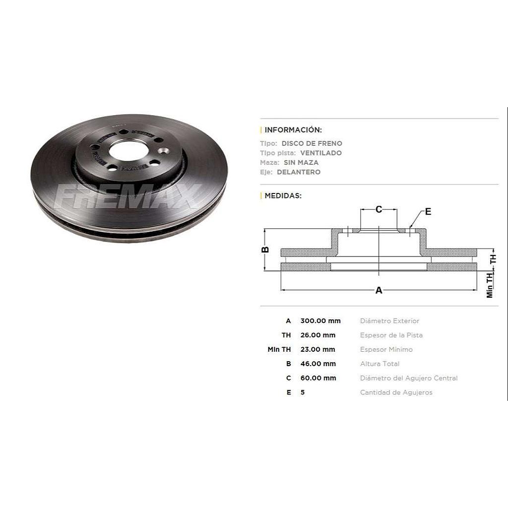 FREMAX DISCO FRENO TRACKER 1.8 4X2