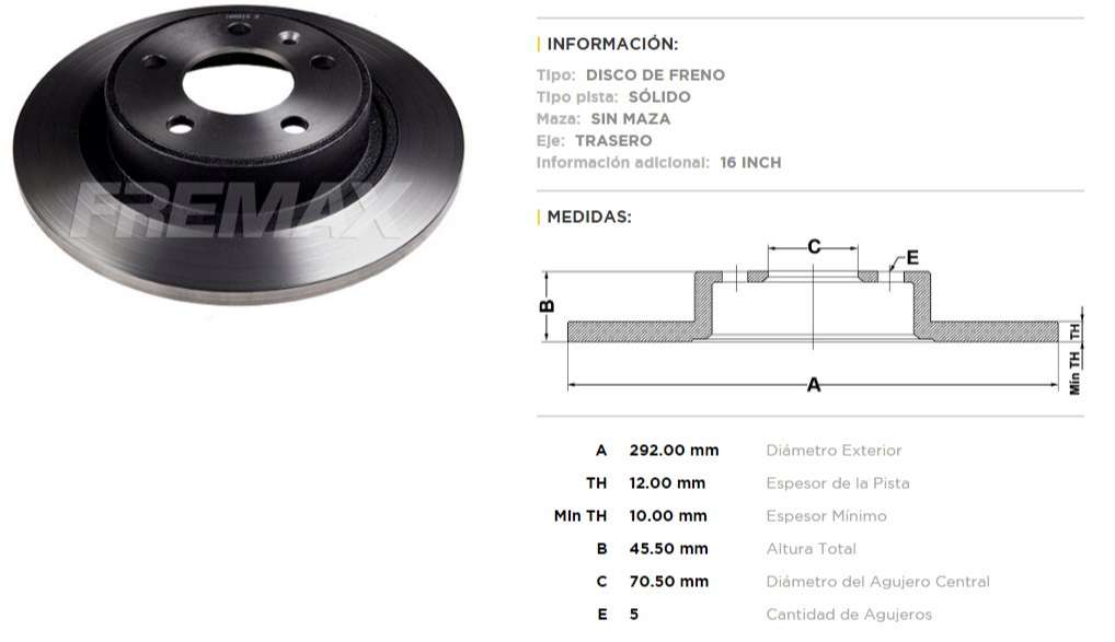 FREMAX DISCO FRENO CRUZE 2011>  