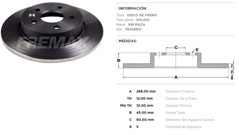 FREMAX DISCO FRENO CRUZE 1.8 2011