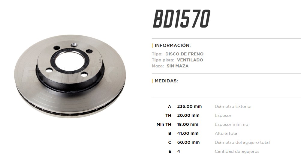 FREMAX DISCO FRENO SPARK 1.2 2015