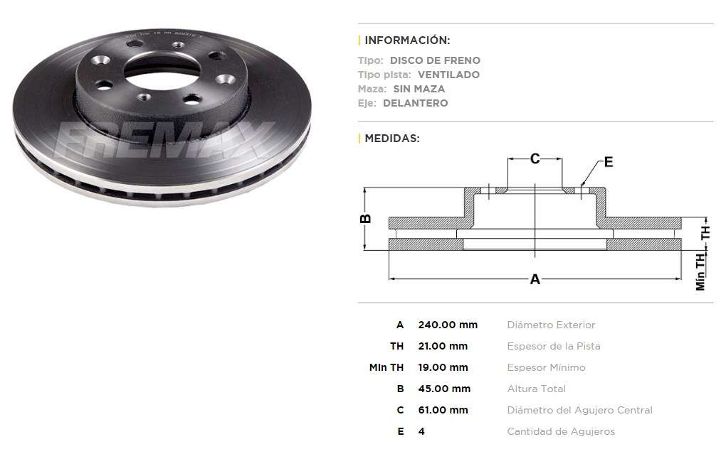 FREMAX DISCO FRENO HONDA CIVIC 91>DV  