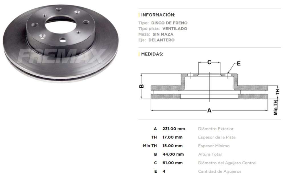 FREMAX DISCO FRENO HONDA CIVIC 94> DV  